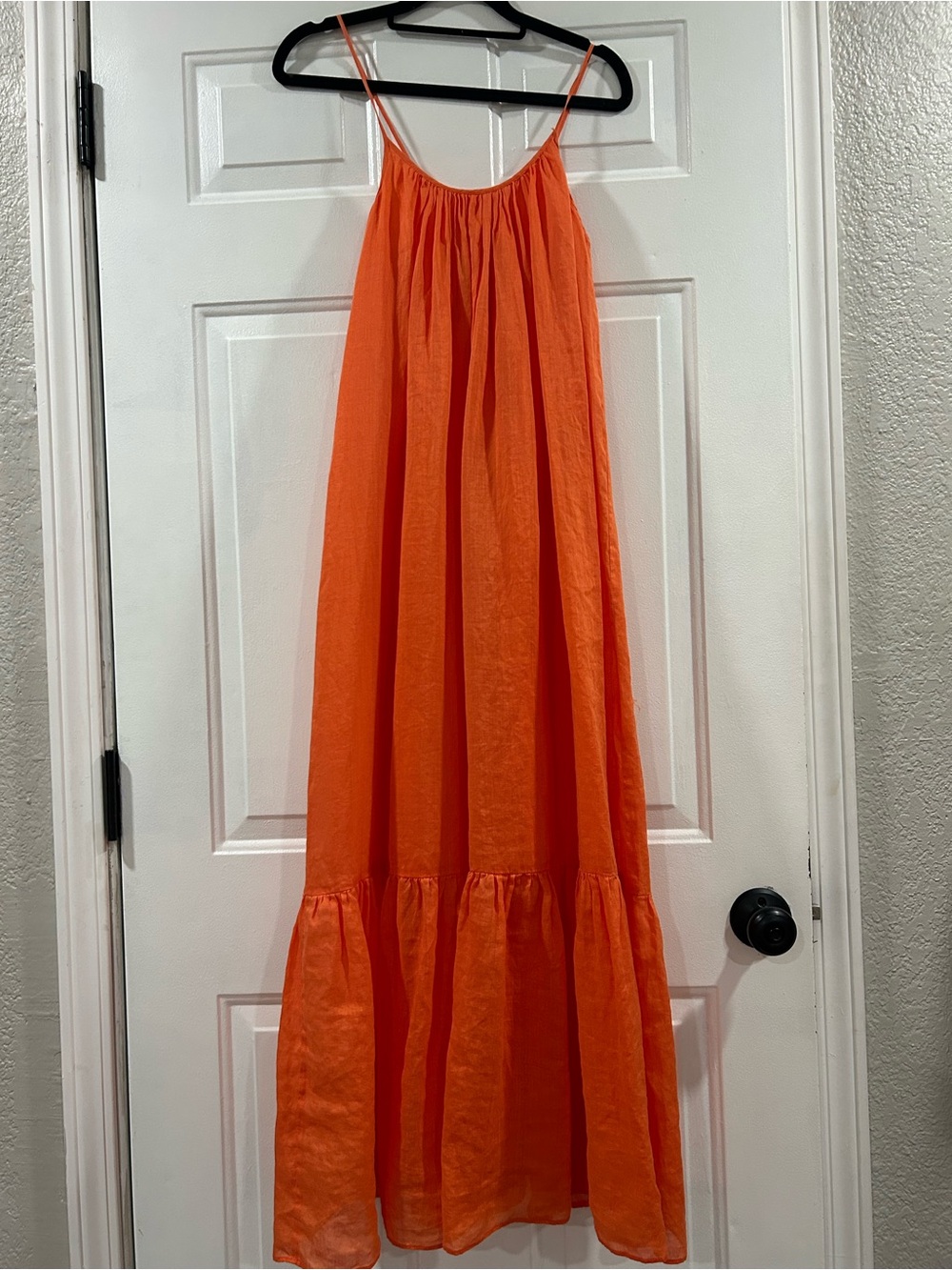 Missing You Already Bright Orange linen/Cotton Blend Maxi Dress
